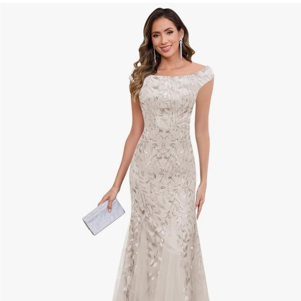 Elegant Cream Evening Gown